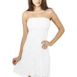 Urban Classics Damen Mini Kleid M. Allover Spitzenbesatz Weiss