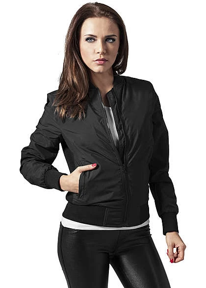 Urban Classics Damen Jacke Ladies Light Bomber Jacket Schwarz 3 Urban Classics Damen Jacke Ladies Light Bomber Jacket Schwarz
