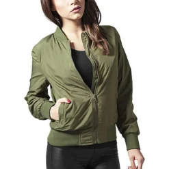 Urban Classics Damen Jacke Light Bomber Jacket Oliv Grün