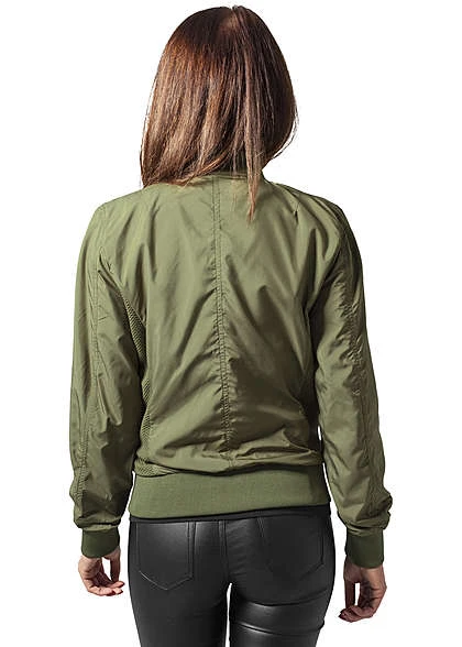 Urban Classics Damen Jacke Light Bomber Jacket Oliv Grün 4 Urban Classics Damen Jacke Light Bomber Jacket Oliv Grün – Bild 2