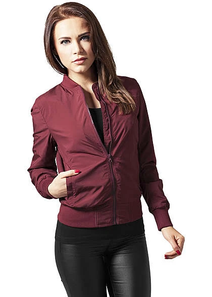 Urban Classics Damen Jacke Ladies Light Bomber Jacket Burgundy 3 Urban Classics Damen Jacke Ladies Light Bomber Jacket Burgundy