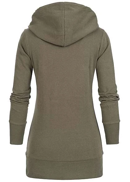 Urban Classics Damen Hoodie Mit überlappender Kapuze Und 2-Pockets Oliv Grün 6 Urban Classics Damen Hoodie Mit überlappender Kapuze Und 2-Pockets Oliv Grün – Bild 4