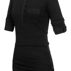 Urban Classics Damen Turn-Up Longsleeve Mit Knopfleiste U. Brusttasche Gerippt Schwarz -Vero Moda Verkaufsgeschäft 16102258 2