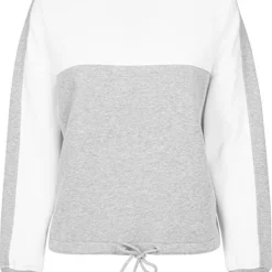 Urban Classics Damen 2-Tone Hoodie Tunnelzug Am Saum Grau Weiss