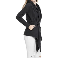 Urban Classics Damen Sweat Cardigan Mit Kapuze Und Bindedetail Schwarz