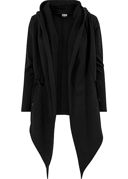 Urban Classics Damen Sweat Cardigan Mit Kapuze Und Bindedetail Schwarz 4 Urban Classics Damen Sweat Cardigan Mit Kapuze Und Bindedetail Schwarz – Bild 2