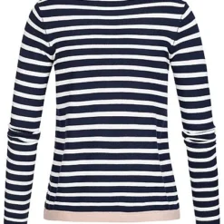 Seventyseven Lifestyle Damen Longsleeve Streifen Muster Navy Blau Weiss Rosa -Vero Moda Verkaufsgeschäft 19019026 1