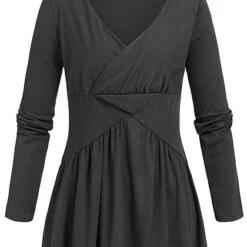 Styleboom Fashion Damen Wrapped Shirt Schwarz