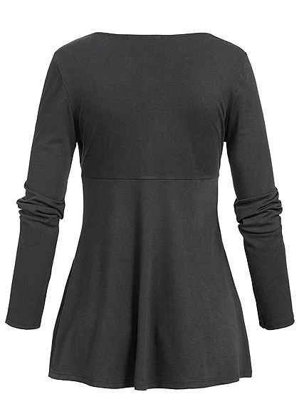 Styleboom Fashion Damen Wrapped Shirt Schwarz 4 Styleboom Fashion Damen Wrapped Shirt Schwarz – Bild 2