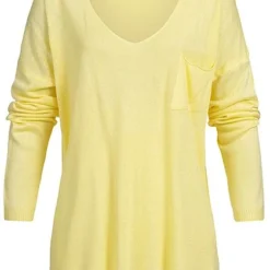 Styleboom Fashion Damen Basic Longshirt Pocket Gelb