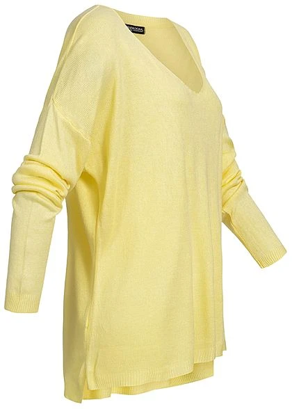 Styleboom Fashion Damen Basic Longshirt Pocket Gelb 4 Styleboom Fashion Damen Basic Longshirt Pocket Gelb – Bild 2