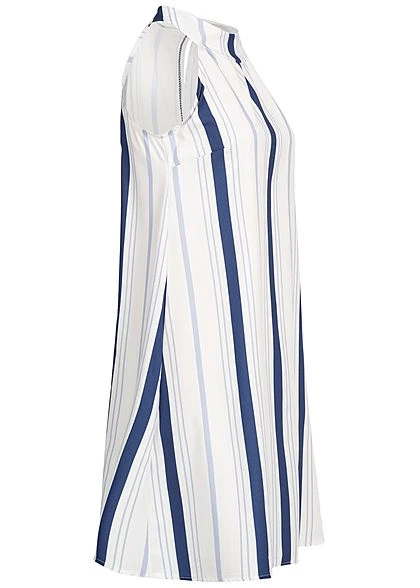Styleboom Fashion Damen Striped A-Line Choker Dress Weiss Navy Blau 4 Styleboom Fashion Damen Striped A-Line Choker Dress Weiss Navy Blau – Bild 2