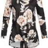 Styleboom Fashion Damen V-Neck Longshirt Flower Print Tie Knot Schwarz 2 Styleboom Fashion Damen V-Neck Longshirt Flower Print Tie Knot Schwarz -Vero Moda Verkaufsgeschäft 19056420