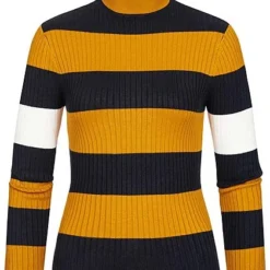 ONLY Damen NOOS Rollkragen Pullover Streifen Night Sky Blau Gelb Weiss