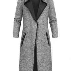 Cloud5ive Damen Longform Cardigan Mit 2 Deko Pockets Medium Grau