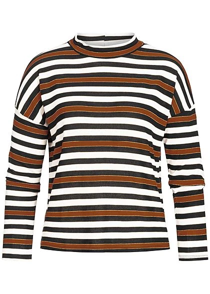 Zabaione Damen High-Neck Oversized Longsleeve Streifen Muster Adobe Braun 3 Zabaione Damen High-Neck Oversized Longsleeve Streifen Muster Adobe Braun