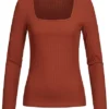 Noisy May Damen Bodycon Longsleeve Struktur-Stoff Burnt Henna Braun -Vero Moda Verkaufsgeschäft 19125467