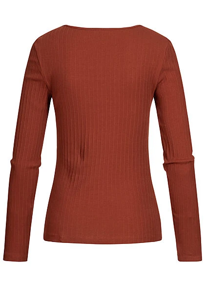 Noisy May Damen Bodycon Longsleeve Struktur-Stoff Burnt Henna Braun 4 Noisy May Damen Bodycon Longsleeve Struktur-Stoff Burnt Henna Braun – Bild 2