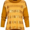 Styleboom Fashion Damen Rollkragen Pullover Pailletten Streifen Senf Gelb 1 Styleboom Fashion Damen Rollkragen Pullover Pailletten Streifen Senf Gelb -Vero Moda Verkaufsgeschäft 19127002