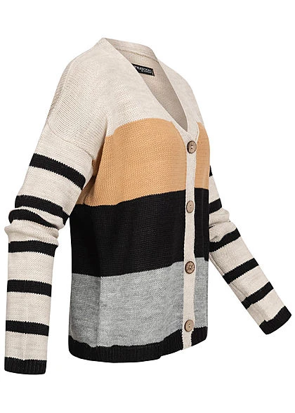 Styleboom Fashion Damen Colorblock Strickjacke Streifen Muster Multicolor 4 Styleboom Fashion Damen Colorblock Strickjacke Streifen Muster Multicolor – Bild 2