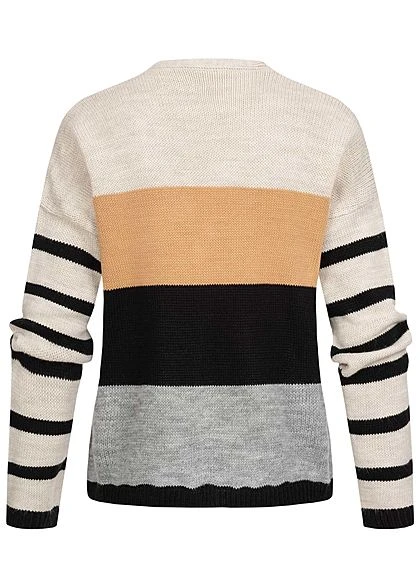 Styleboom Fashion Damen Colorblock Strickjacke Streifen Muster Multicolor 5 Styleboom Fashion Damen Colorblock Strickjacke Streifen Muster Multicolor – Bild 3