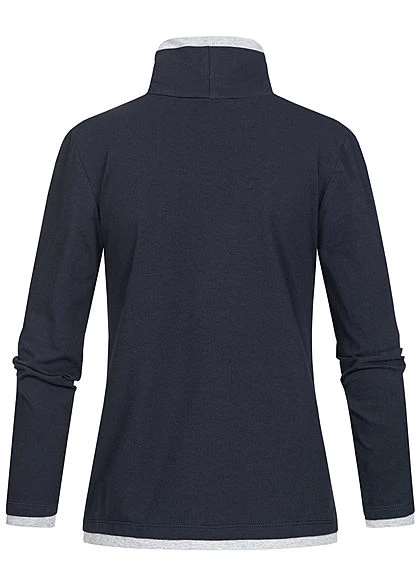 Styleboom Fashion Damen Rollkragen Longsleeve 2in1 Optik Brusttasche Navy Blau 5 Styleboom Fashion Damen Rollkragen Longsleeve 2in1 Optik Brusttasche Navy Blau – Bild 3