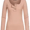 Styleboom Fashion Damen Ribbed Longsleeve Knopfleiste Old Rosa -Vero Moda Verkaufsgeschäft 20026195