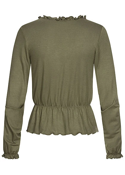 ONLY Damen Cropped Longsleeve Schnürausschnitt Kalamata Oliv Grün 4 ONLY Damen Cropped Longsleeve Schnürausschnitt Kalamata Oliv Grün – Bild 2