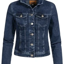 ONLY Damen Jeans Jacke 4-Pockets Knopfleiste Medium Dunkel Blau