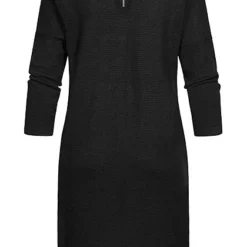 Vero Moda Damen NOOS 7/8 Arm Struktur Strickkleid Zipper Lochmuster Schwarz -Vero Moda Verkaufsgeschäft 20063112 2