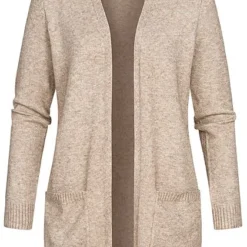 ONLY Damen NOOS Cardigan 2-Pockets Offener Schnitt Beige