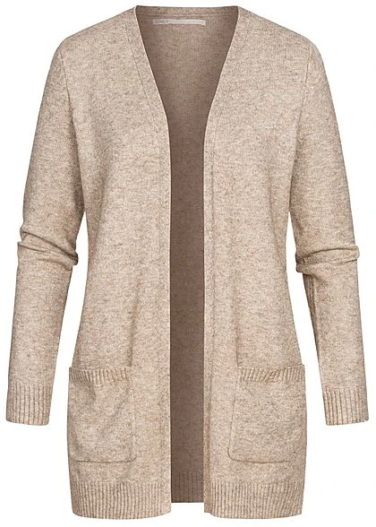 ONLY Damen NOOS Cardigan 2-Pockets Offener Schnitt Beige 2 ONLY Damen NOOS Cardigan 2-Pockets Offener Schnitt Beige