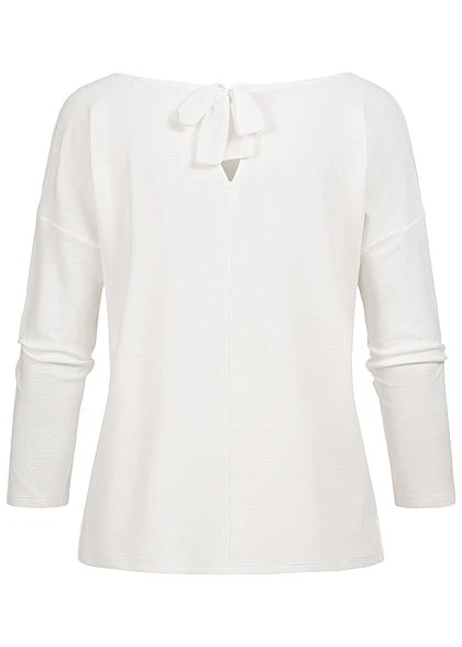 Tom Tailor Damen 3/4 Arm Ribbed Pullover Sweater Mit Schleife Hinten Off Weiss 5 Tom Tailor Damen 3/4 Arm Ribbed Pullover Sweater Mit Schleife Hinten Off Weiss – Bild 3