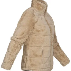 Zabaione Damen Kurze Kunstfell Jacke In Querstreifenoptik 2-Pockets Hell Braun Beige -Vero Moda Verkaufsgeschäft 20084133 2
