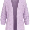 Styleboom Fashion Damen Strickcardigan Lochmuster Rückenausschnitt Lila 1 Styleboom Fashion Damen Strickcardigan Lochmuster Rückenausschnitt Lila -Vero Moda Verkaufsgeschäft 20086298