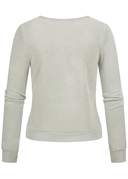 Styleboom Fashion Damen V-Neck Soft Touch Pullover Schnürung Vorne Jade Grün 4 Styleboom Fashion Damen V-Neck Soft Touch Pullover Schnürung Vorne Jade Grün – Bild 2