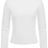 Sublevel Damen Ribbed Frill Longsleeve Pullover High-Neck Off Weiss -Vero Moda Verkaufsgeschäft 20094193