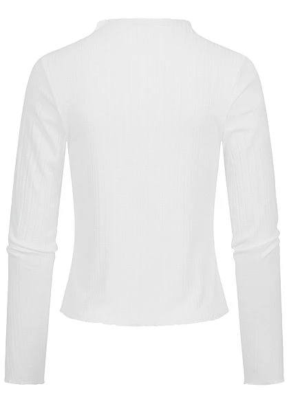Sublevel Damen Ribbed Frill Longsleeve Pullover High-Neck Off Weiss 4 Sublevel Damen Ribbed Frill Longsleeve Pullover High-Neck Off Weiss – Bild 2
