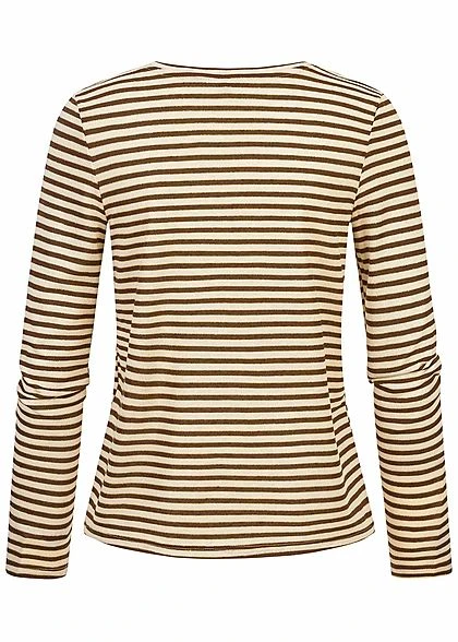 ONLY Damen Longsleeve Pullover Lurex Streifen Muster Glitzer Rocky Road Braun 4 ONLY Damen Longsleeve Pullover Lurex Streifen Muster Glitzer Rocky Road Braun – Bild 2