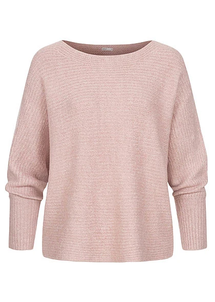 ONLY Damen NOOS Oversized Strickpullover Bootausschnitt Woodrose Rosa Melange 3 ONLY Damen NOOS Oversized Strickpullover Bootausschnitt Woodrose Rosa Melange