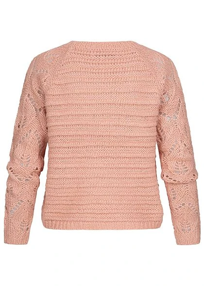 ONLY Damen Grobstrick Pullover Struktur Streifen Muster Rippbündchen Misty Rosa Mel. 4 ONLY Damen Grobstrick Pullover Struktur Streifen Muster Rippbündchen Misty Rosa Mel. – Bild 2