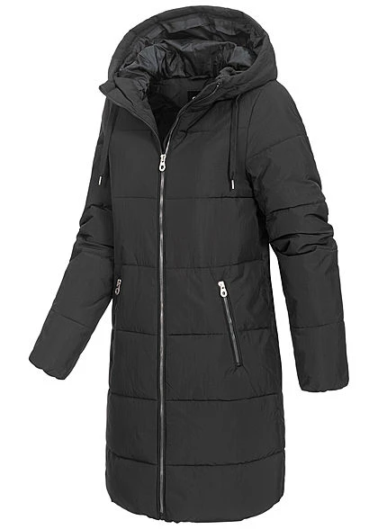 ONLY Damen Langer Winter Puffermantel Steppjacke Kapuze 2-Pockets Schwarz 5 ONLY Damen Langer Winter Puffermantel Steppjacke Kapuze 2-Pockets Schwarz – Bild 3