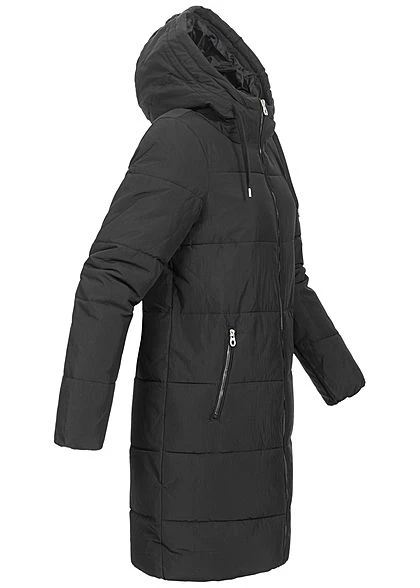ONLY Damen Langer Winter Puffermantel Steppjacke Kapuze 2-Pockets Schwarz 6 ONLY Damen Langer Winter Puffermantel Steppjacke Kapuze 2-Pockets Schwarz – Bild 4