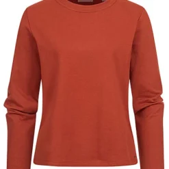 Tom Tailor Damen Longsleeve Pullover Mit Seitl. Schlitzen Rost Braun