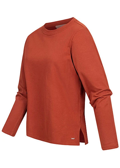 Tom Tailor Damen Longsleeve Pullover Mit Seitl. Schlitzen Rost Braun 4 Tom Tailor Damen Longsleeve Pullover Mit Seitl. Schlitzen Rost Braun – Bild 2