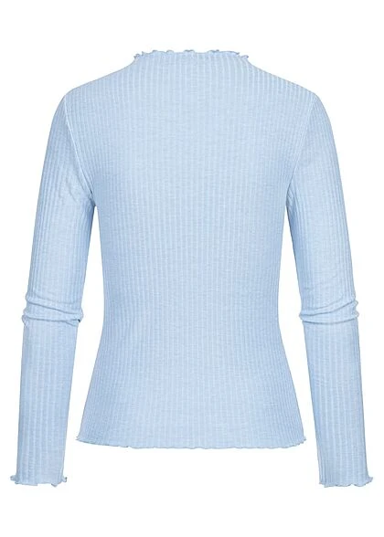 ONLY Damen NOOS Ribbed Frill Longsleeve Pullover Hell Blau 4 ONLY Damen NOOS Ribbed Frill Longsleeve Pullover Hell Blau – Bild 2