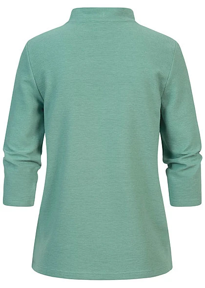 Tom Tailor Damen 3/4 Arm Ribbed High-Neck Longsleeve Pullover Salvia Grün 4 Tom Tailor Damen 3/4 Arm Ribbed High-Neck Longsleeve Pullover Salvia Grün – Bild 2