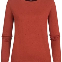 Tom Tailor Damen Gepunkteter Strickpullover Sweater Mit Rippbündchen Rost Braun