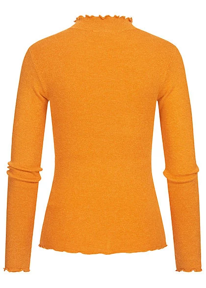 Tom Tailor Damen High-Neck Longsleeve Mit Frill Details Am Saum Orange Gelb 4 Tom Tailor Damen High-Neck Longsleeve Mit Frill Details Am Saum Orange Gelb – Bild 2