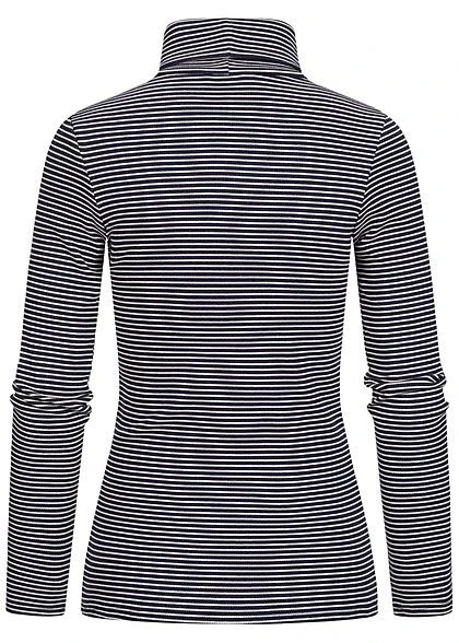 Tom Tailor Damen Ribbed Rollkragen Pullover Longsleeve Streifen Muster Navy Creme 4 Tom Tailor Damen Ribbed Rollkragen Pullover Longsleeve Streifen Muster Navy Creme – Bild 2